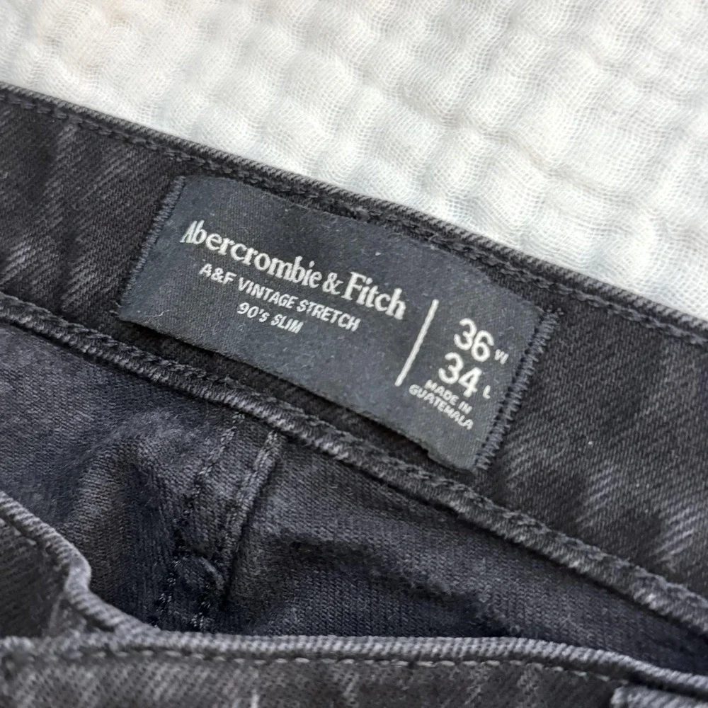 Abercrombie & Fitch 90s Slim Jeans Mens 36x33 Black A&F Vintage Stretch Denim